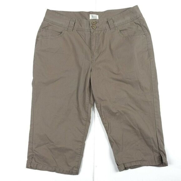 G.H. Bass 100% Cotton Brown Capri Crop‎ Pants w/ Pockets Women Size 10 - Picture 1 of 3